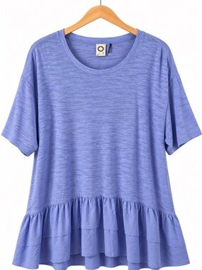 Akemi + Kin Periwinkle Blue Ruffle Peplum Hem Top Small Anthropologie Boho